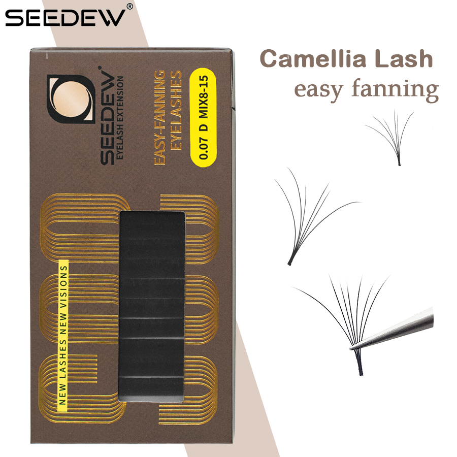SEEDEW 0.05/0.07 Camellia ขนตาปลอม พัดง่าย ขนตาปลอม แต่งหน้า ออโต้บลูม ดอกต่อขนตา