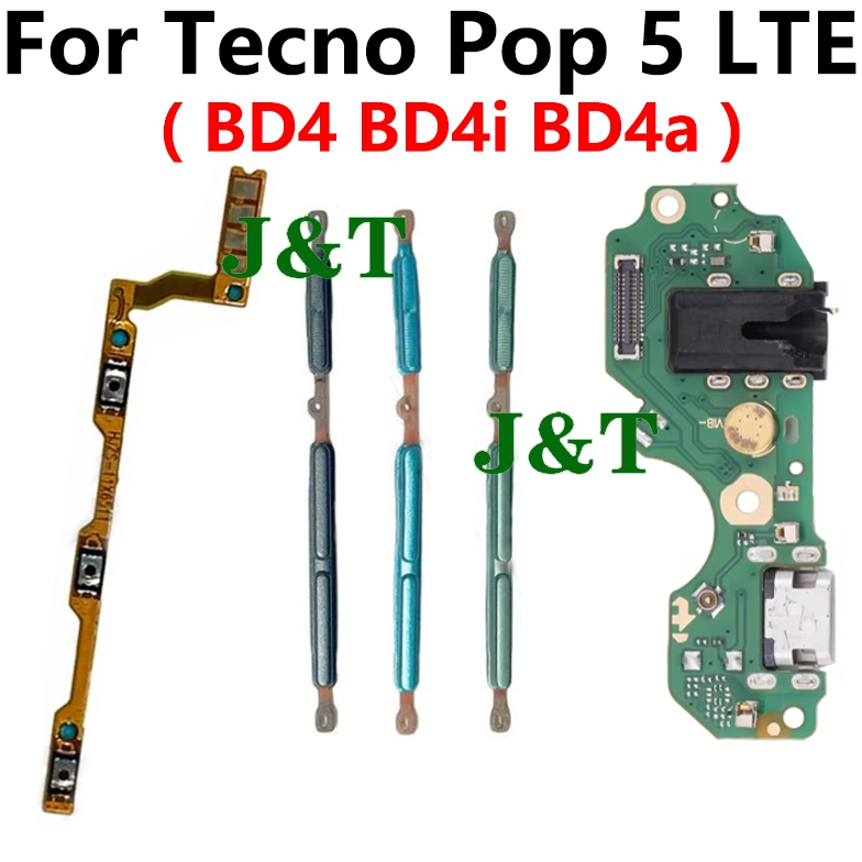 สําหรับ Tecno Pop 5 Lte / BD4 BD4i BD4A โทรศัพท์ปริมาณ Flex ปุ่มสวิทช์ USB ชาร์จพอร์ต Board