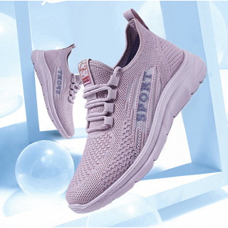 รองเท้ากีฬาผู้หญิงตาข่ายทอบินระบายอากาศแบบใหม่ส้นยางยืดสวมใส…