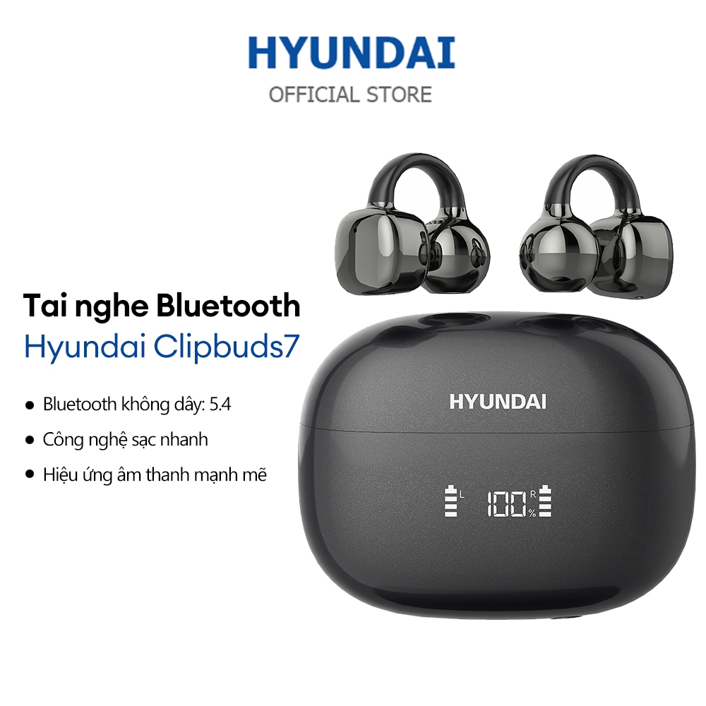 Hyundai Clipbuds7 ชุดหูฟังบลูทูธแบบเปิด 360° เสียงพาโนรามา บลูทู ธ 5.4 ไอพี45 กันน้ําชาร์จเร็วชุดหูฟังกีฬา