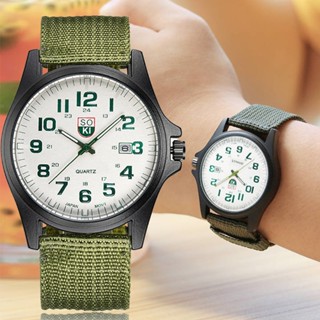 Beautystarting สายไนลอนผู ้ ชายควอตซ ์ นาฬิกากีฬาชาย S4T7