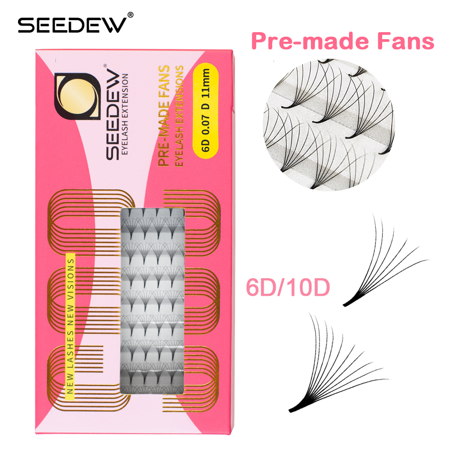 SEEDEW 0.07 มม. เปิดพัดลมอัตโนมัติ 6D/10D การต่อขนตา อุปกรณ์ ขนตาปลอม แบบยาว ขนตา