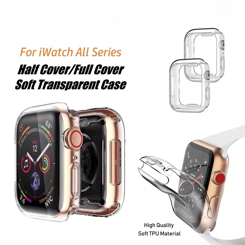 สําหรับ Apple Watch Series 10 9 8 7 SE 6 5 4 3 Utra 2 1 Series 45 มม. / 44 มม. / 42 มม. / 41 มม. / 40 มม. / 38 มม. Ultra Slim Soft Transparent Case Cover