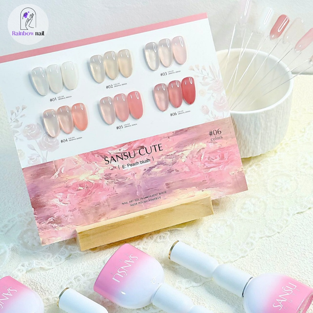 SANSU ชุดยาทาเล็บเจล 6 สี (Peach Blush Color Series)15ml/ขวด แผนภูมิสีฟรี สามารถจัดส่งได้ทันที