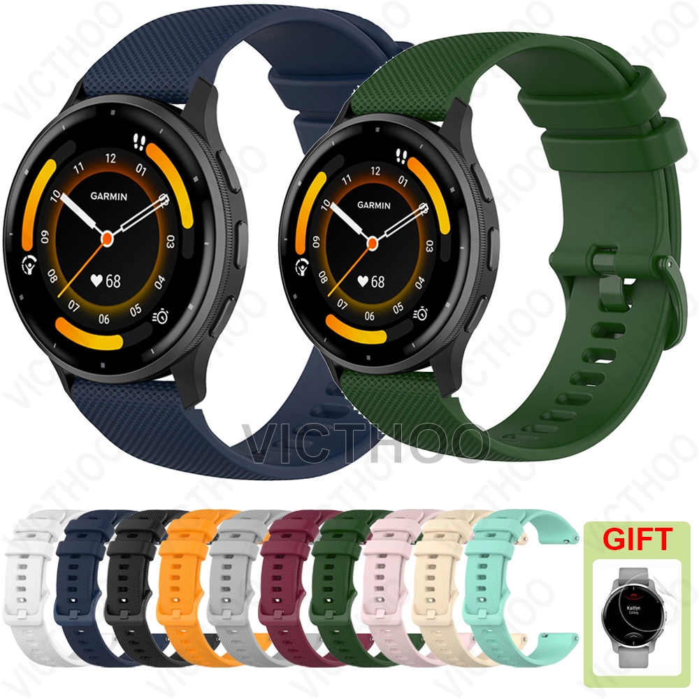 20 มม.22 มม.สายซิลิโคนกันน้ําสําหรับ Garmin Venu 4 45mm 41mm / Venu 3 / Venu 2 / 2 Plus / Sq / Sq 2 Music