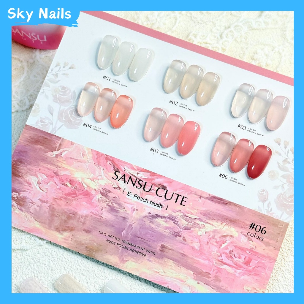 ชุดยาทาเล็บเจล SANSU 6 สี (Peach Blush Color Series) พร้อมแผนภูมิสีฟรี สามารถจัดส่งได้ทันที