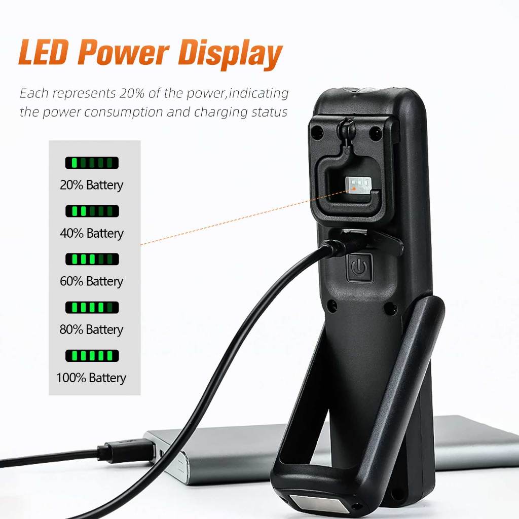 ไฟฉายแม่เหล็ก SUPERFIRE รุ่น G6/G12 LED และ COB ชาร์จ USB ได้ สำหรับงานกลางคืน ซ่อมรถ ไฟฉาย เกี่ยวกับมัลติฟังก์ชั่น — صورة 5