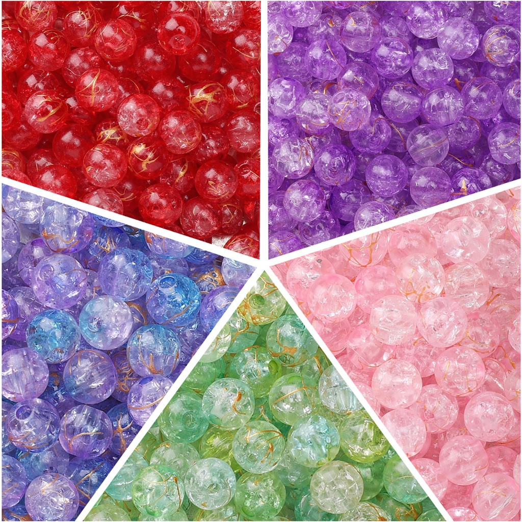 [8/10มิลลิเมตร] สองสีแตกลูกปัดลูกอมผ้าไหมรอบลูกปัด ทําเอง สร้อยข้อมือแขวนโซ่อุปกรณ์เสริม