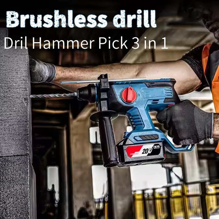 Dongcheng DCZC22 สว่านกระแทกเจาะไฟฟ้าไร้สายค้อนไร้แปรงโรตารีค้อน Dril พลังงานสูง 3 ใน 1 ค้อนเลือกคอน