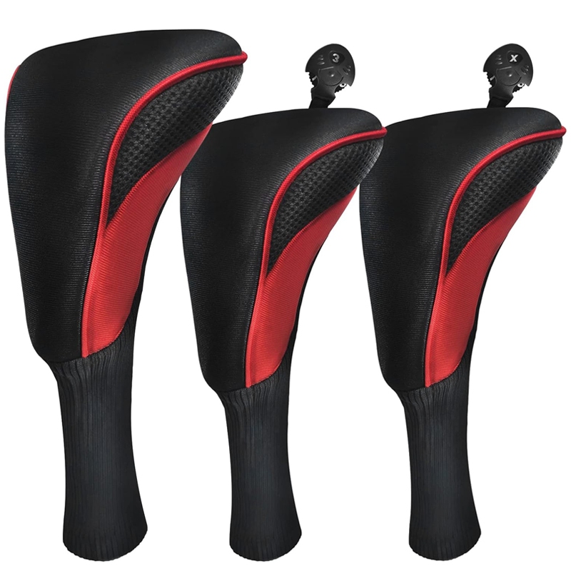 Sports Golf Club Head Cover Wood Headcover กันน้ําคอยาวผ้าสําหรับไดร์เวอร์, Fairway และ Hybrid Drive