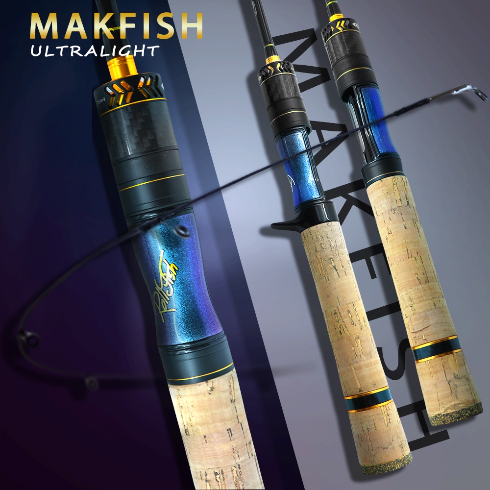 Ultralight เบ็ดตกปลา 1.5m/1.68m/1.98m Solid Carbon Rod คาร์บอน  X-Cross Spinning Rod