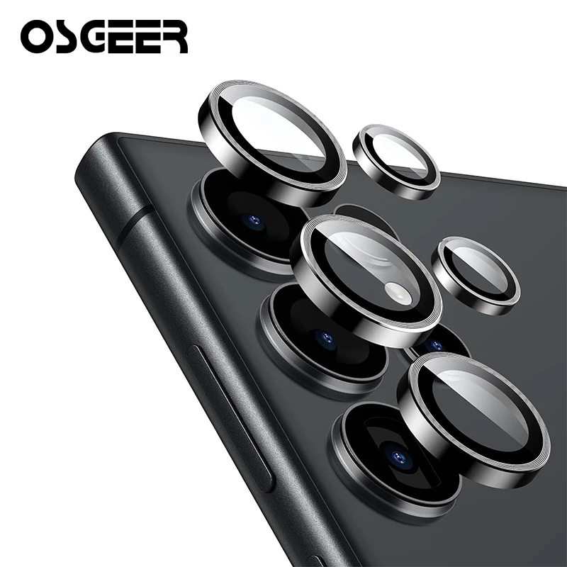 OSGEER สําหรับ Samsung Galaxy S22 S23 S24 S25 FE S26 Ultra 5G ตัวป้องกันเลนส์กล้อง, ป้องกันรอยขีดข่วน HD Clarity กระจกนิรภัย 9H บางเฉียบพร้อมอลูมิเนียม Edging