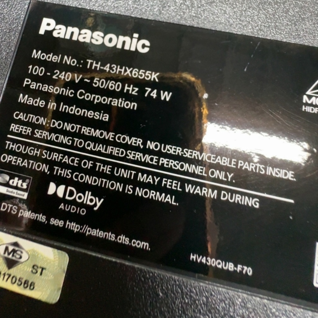 ใหม่ 1 ชุด Panasonic 43"TV LED BACKLIGHT TH-43HX655K TH43HX655 TH-43HX655 TH43HX655K