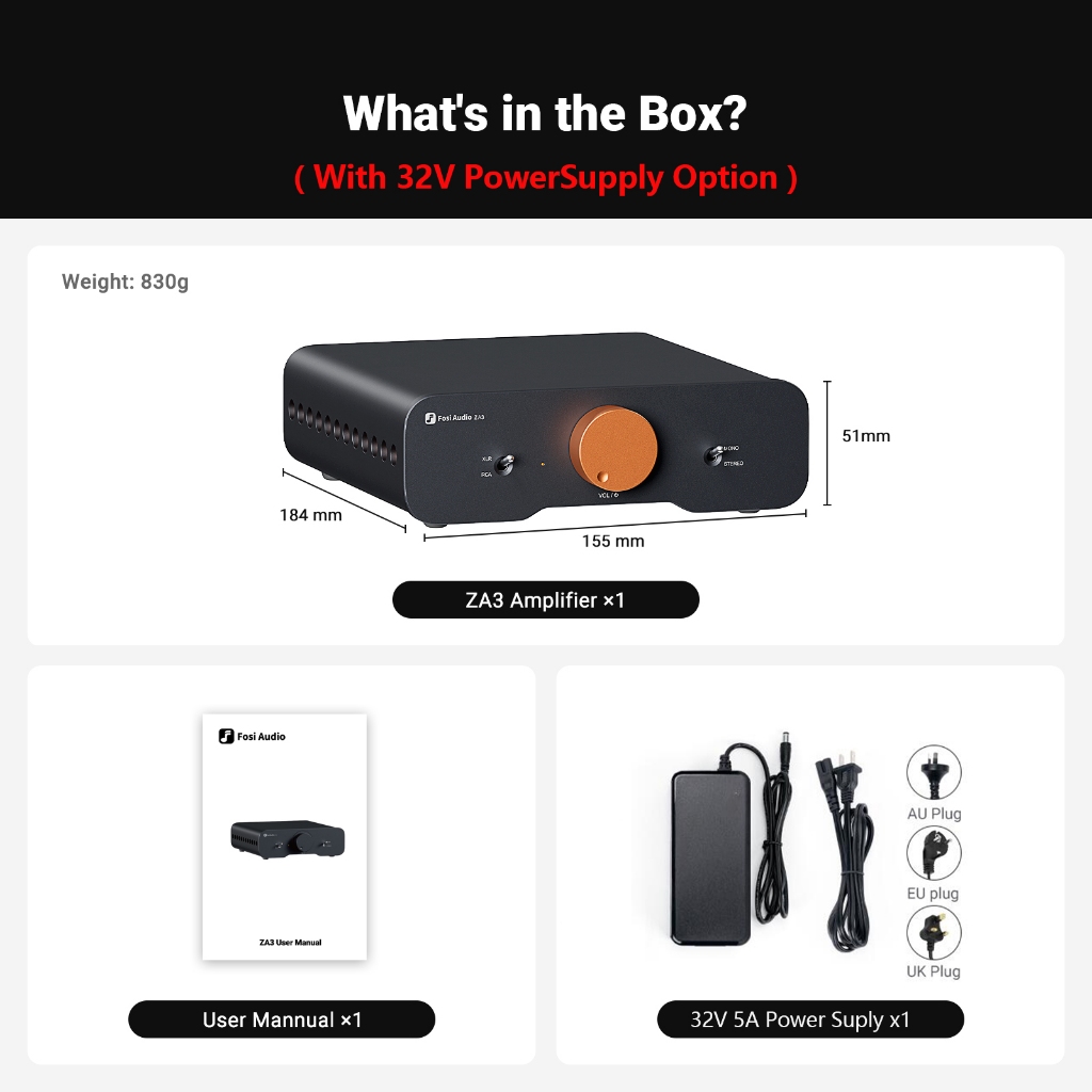 Fosi Audio ZA3 เครื่องขยายเสียงสเตอริโอ TPA3255 Class D HiFi Audio Amp สําหรับลําโพง Passive พร้อม XLR/RCA/Balanced
