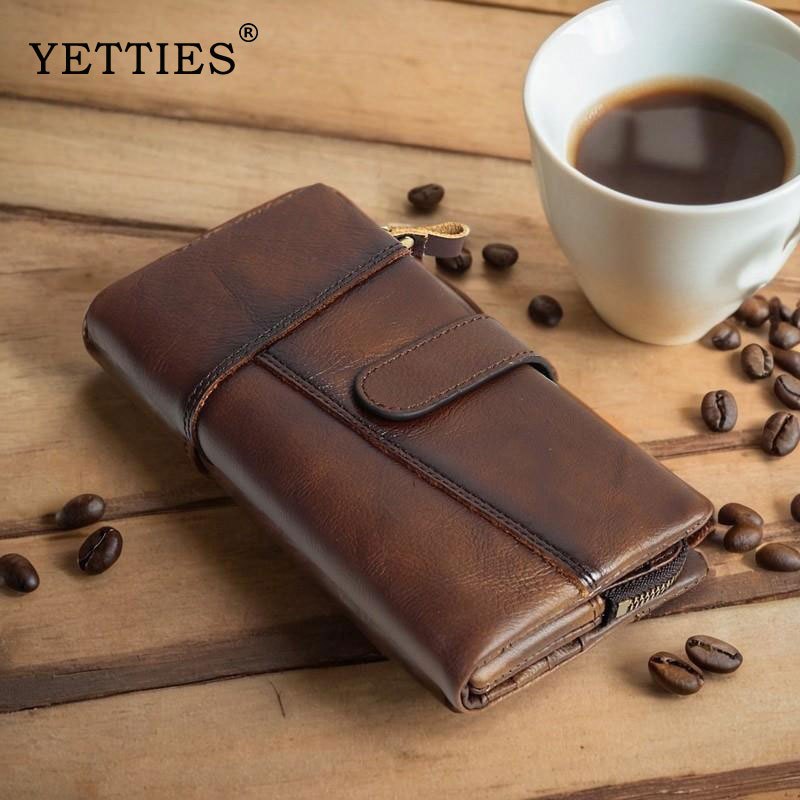YETTIES คุณภาพสูงที่มี กระเป๋าสตางค์ใบยาว หนังแท้ คุ้มค่าาาาาาดีมาก องหนังทรงคลัทช์ใ กระเป๋าสตางค์ผู้ชายทรงยาว