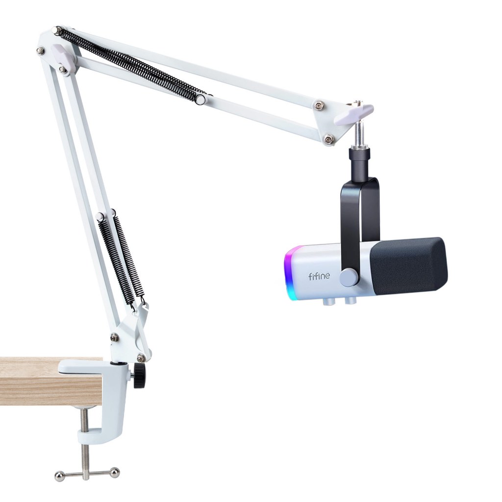 White Boom Arm สําหรับ Fifine AM8 - Mic Boom Arm ใช้งานร่วมกับ Fifine Microphone, Fifine Mic Boom Ar