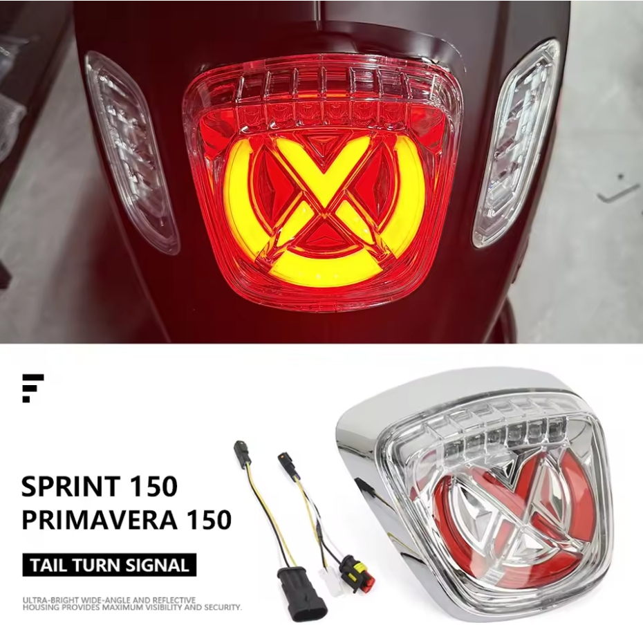 ไฟท้ายหลัง LED สําหรับ Vespa Primavera/Sprint 150 พร้อมไฟเบรคและไฟเลี้ยว