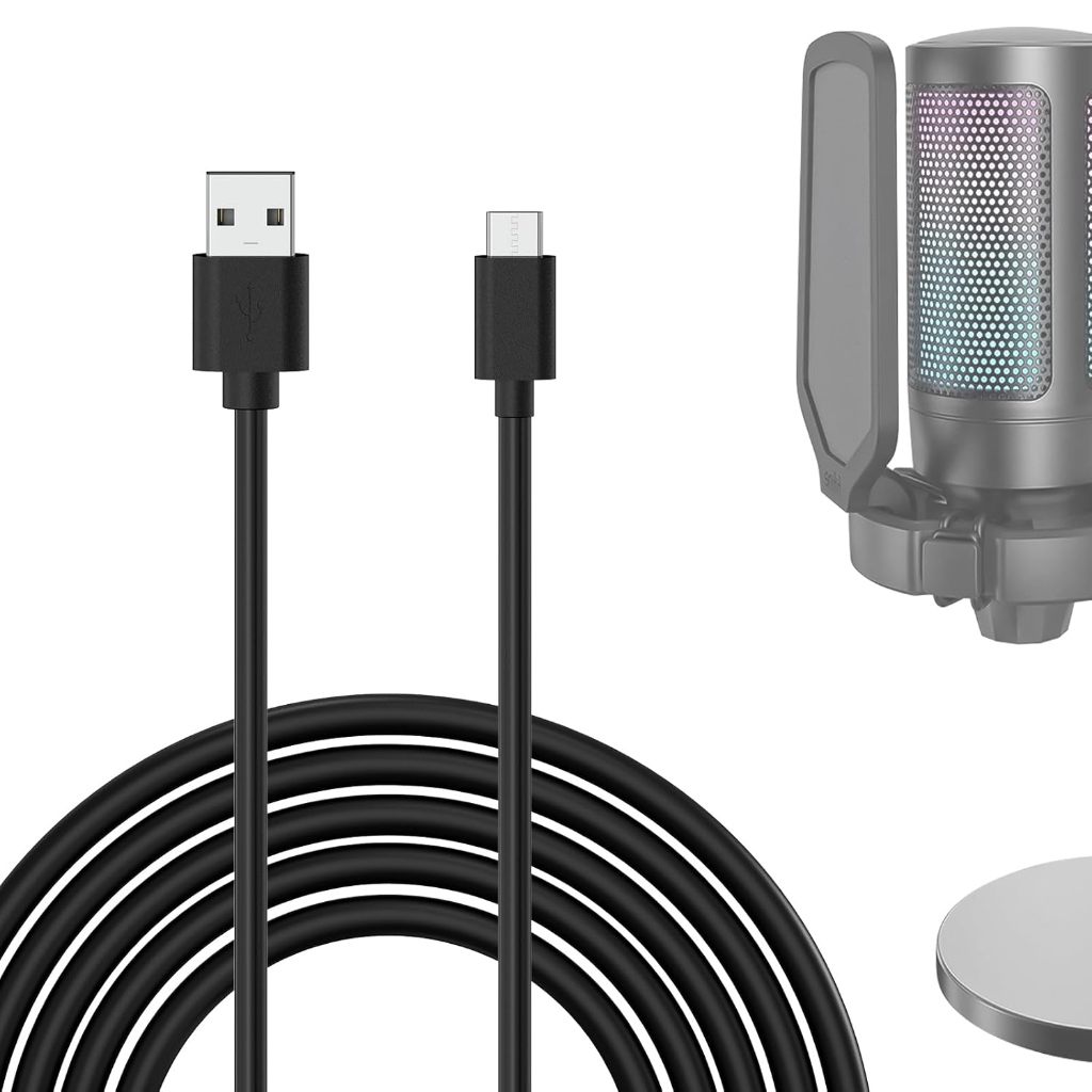 ผู้สร้างสายไมโครโฟน USB A ถึง Type C 10 ฟุต / 3 M, ใช้งานร่วมกับ FIFINE AmpliGame A6, HyperX QuadCas