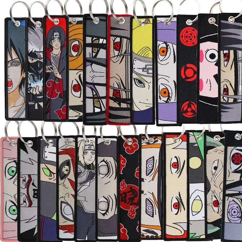 อะนิเมะญี่ปุ่น Naruto เย็บปักถักร้อย Key Fobs แท็กกุญแจรถจักรยานยนต์ Chiro พวงกุญแจรถแฟชั่น