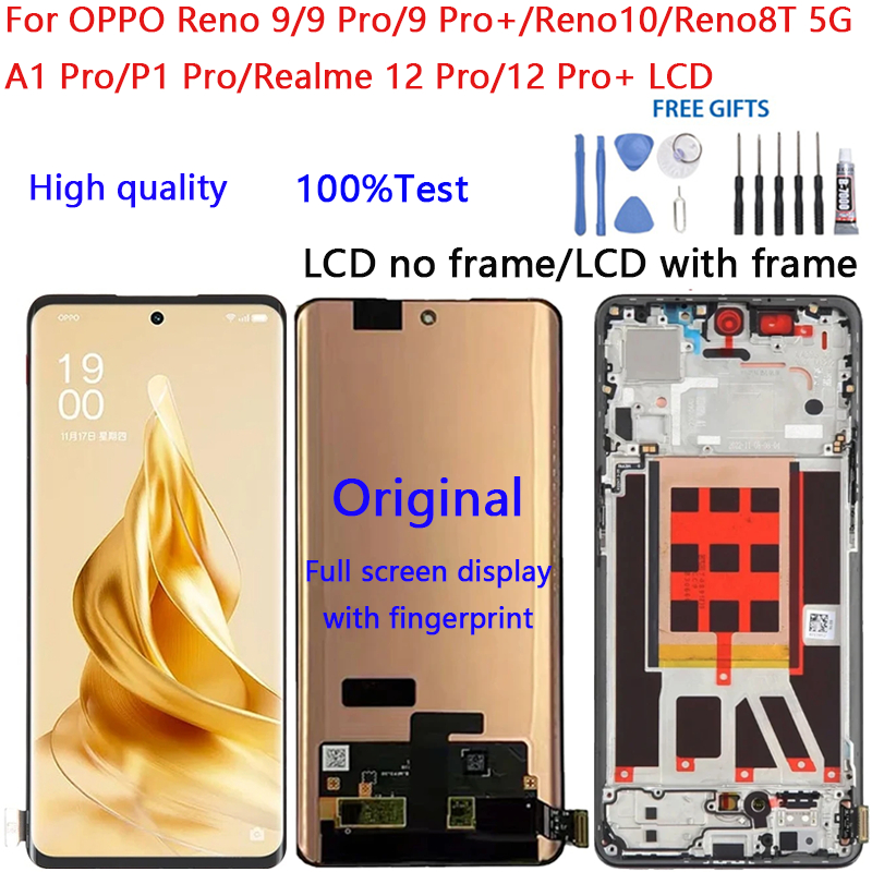 สําหรับoppo Reno 9/9 Pro/9 Pro + 10 8T 5G A1 P1 Pro Realme 12 Pro/12 Pro + จอแสดงผลLCDพร้อมหน้าจอสัม