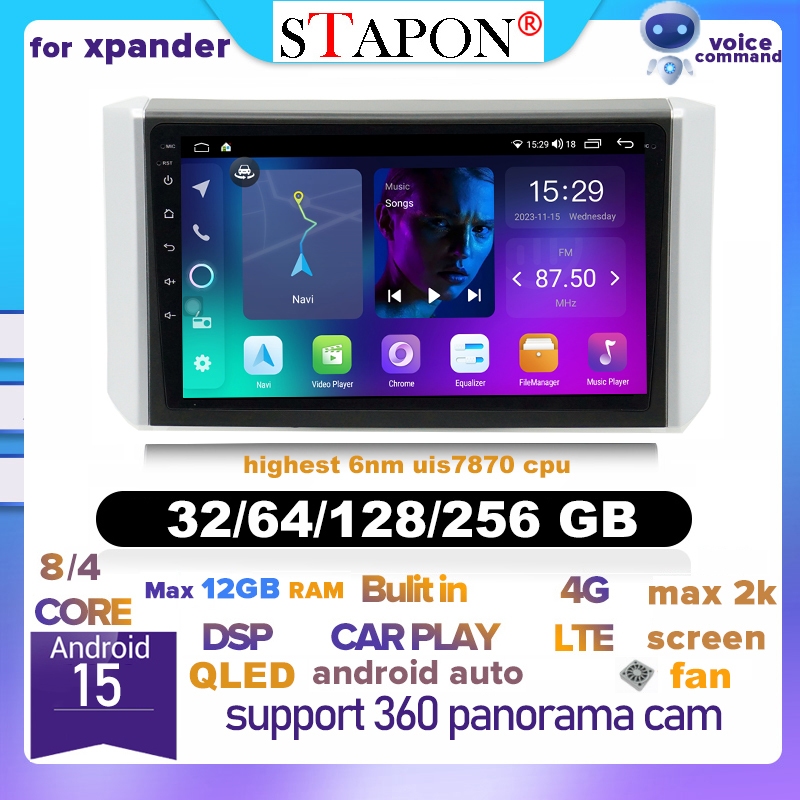 STAPON 10 นิ้วสําหรับ mitsubishi xpander 2017-2022 android15 32 64 128 256GB carplay android auto OC