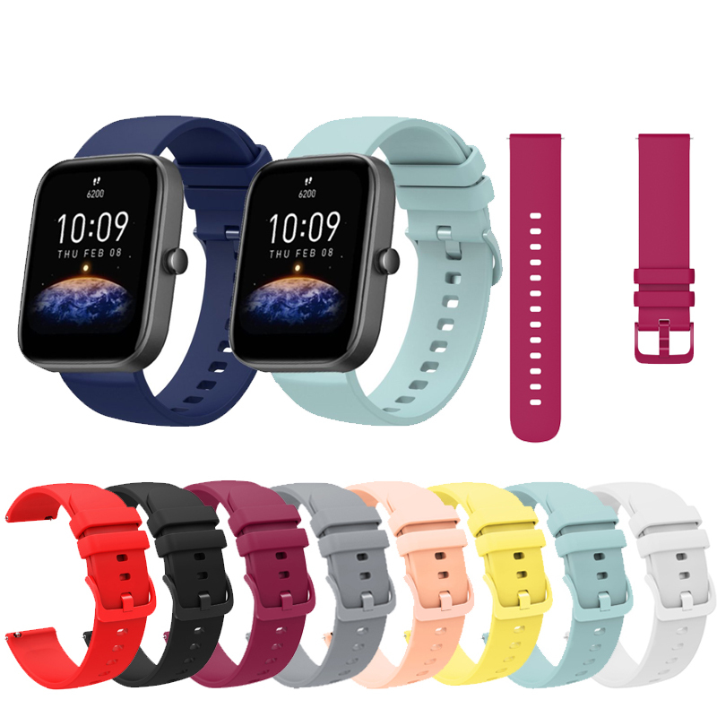สําหรับ Huami Amazfit Bip 3 3pro Bip S lite U Pro Bip 6 5 5 Pro สายซิลิโคนสมาร์ทวอท์ชสายรัดข้อมือหัวเข็มขัดที่มีสีสันสายนาฬิกา