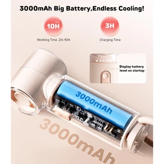 Wsken 5 ความเร็ว มือถือ พัดลมพกพา กันน้ำ พัดลมไร้สาย 10H High Speed Powered Pocket Fan 3000mAh ชาร์จไฟได้ Portable Handheld Fan USB ชาร พัดลมไอเย็น