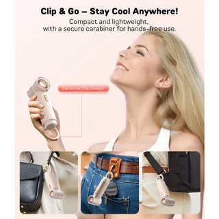 Wsken 5 ความเร็ว มือถือ พัดลมพกพา กันน้ำ พัดลมไร้สาย 10H High Speed Powered Pocket Fan 3000mAh ชาร์จไฟได้ Portable Handheld Fan USB ชาร พัดลมไอเย็น