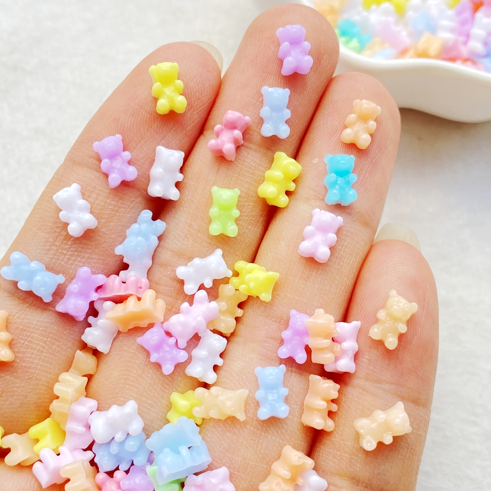 100 ชิ้นของเรซิ่นสีการ์ตูนน่ารักมินิหมีตกแต่งสมุดภาพ ทําเอง สําหรับเพ้นท์เล็บเครื่องประดับทํา
