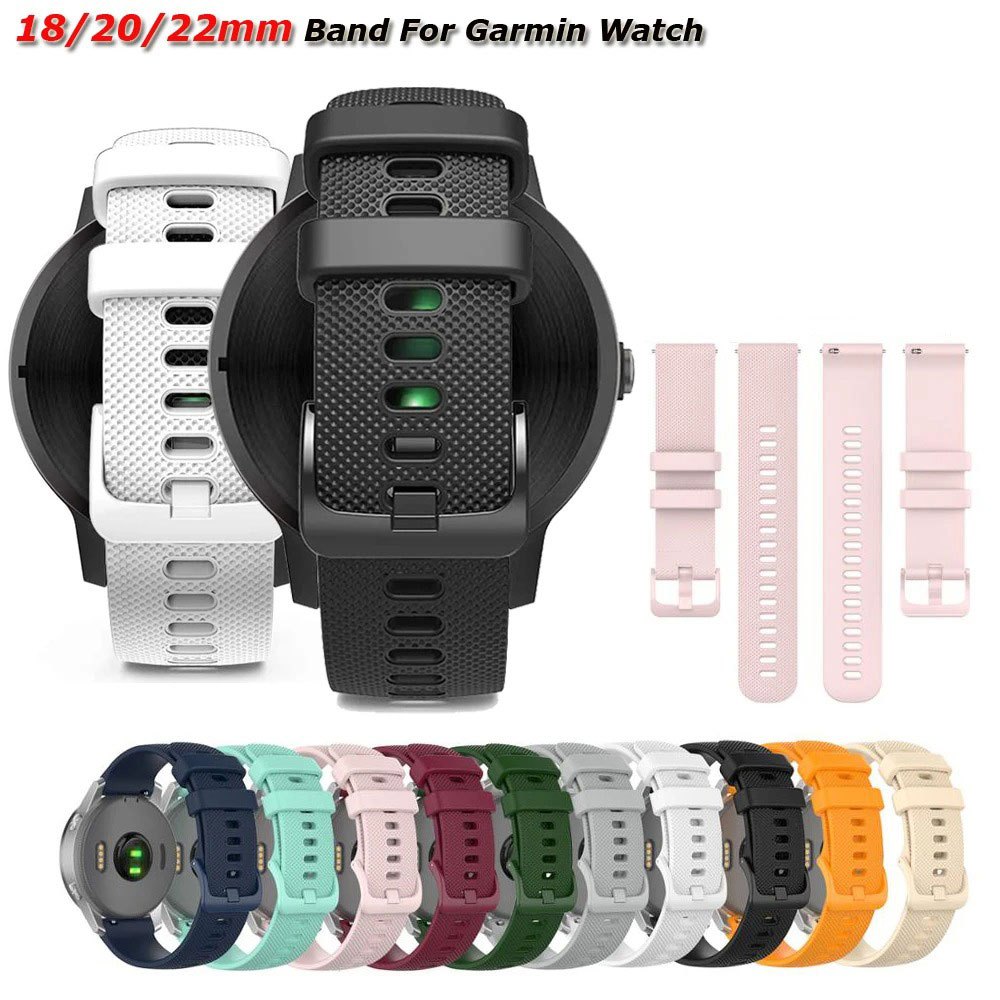 18 มม.20 มม.22 มม.สายนาฬิกาสําหรับ Garmin Venu 3/3s/2/2s ซิลิโคน Watchbands สําหรับ Garmin Vivoactive 3/4/4 S/Forerunner 245 Bands