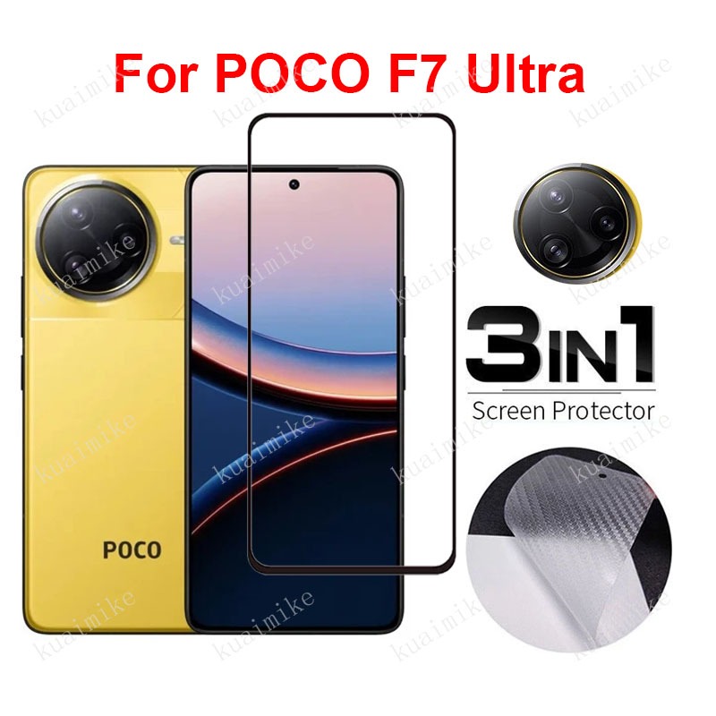 ฟิล์มกันรอย 3 in 1 สำหรับ POCO F7 Ultra กระจกนิรภัย ฟิล์ม สำหรับ Xiaomi POCO F7 F6 X7 X6 M6 Pro Redm