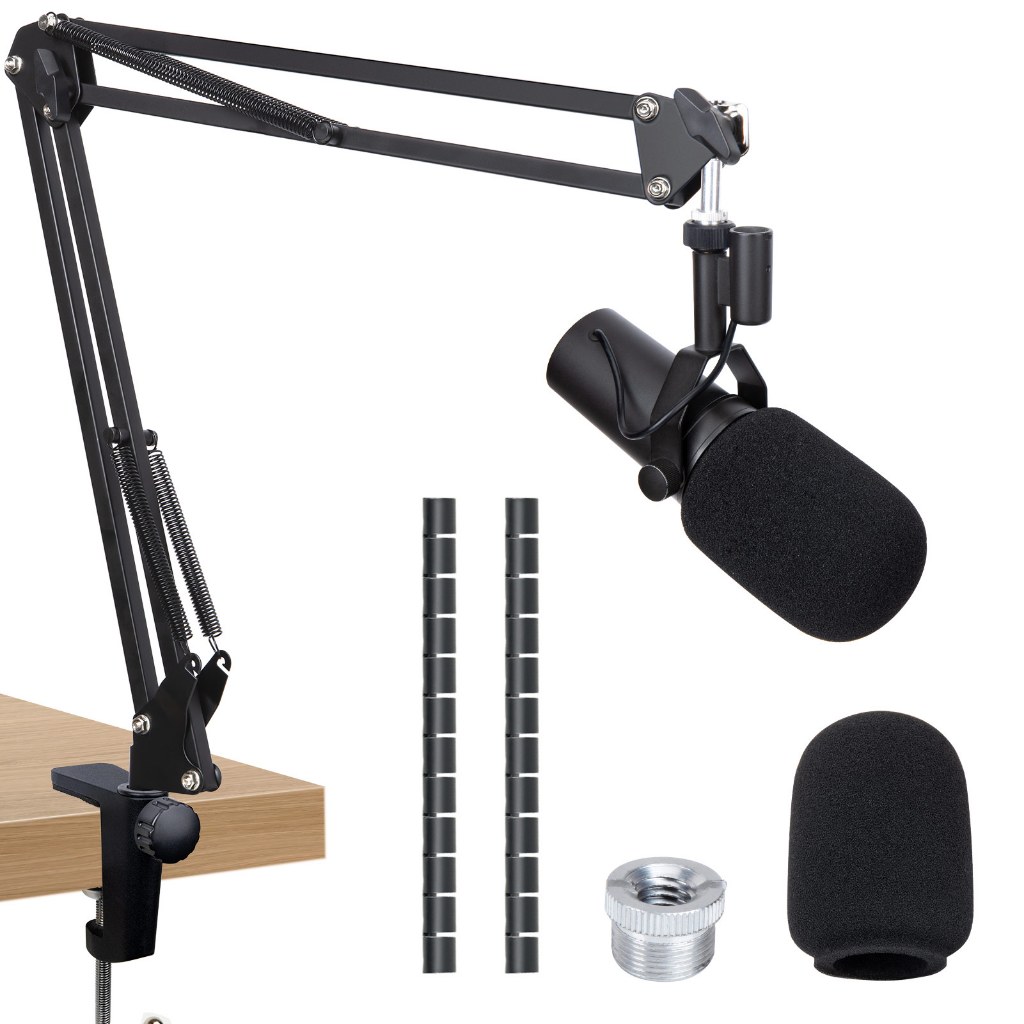 Shure SM7B Boom Arm พร้อมฝาครอบไมโครโฟนใช้งานร่วมกับ Shure SM7B, Ajustable Mic Stand Desk Mic Arm พร