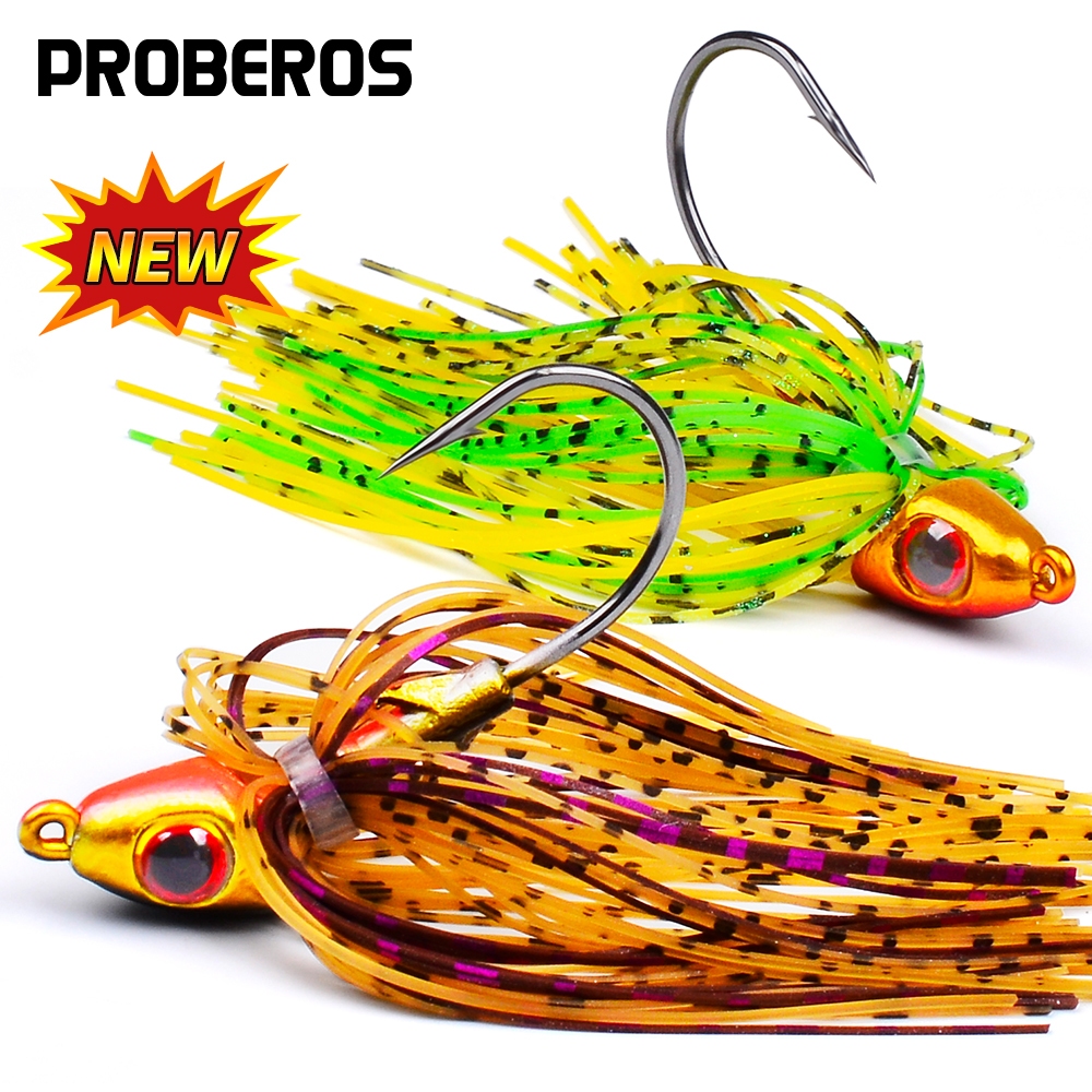 Proberos opular Anti-Snag หัวจิ๊กตะกั่วพร้อมเหยื่อเคราหลากสี, เหยื่อตกปลา Topwater สําหรับเบสน้ําจืดน้ําเค็ม, วัสดุตะกั่วและซิลิโคน