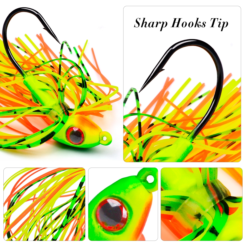 Proberos opular Anti-Snag หัวจิ๊กตะกั่วพร้อมเหยื่อเคราหลากสี, เหยื่อตกปลา Topwater สําหรับเบสน้ําจืดน้ําเค็ม, วัสดุตะกั่วและซิลิโคน - รูปที่ 6