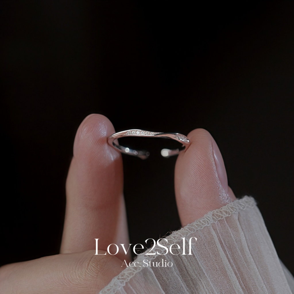 Love2Self J031 Minimalist Moebius คู่ Rin Silver Twist แหวนผู้หญิงมิตรภาพแหวนของขวัญ
