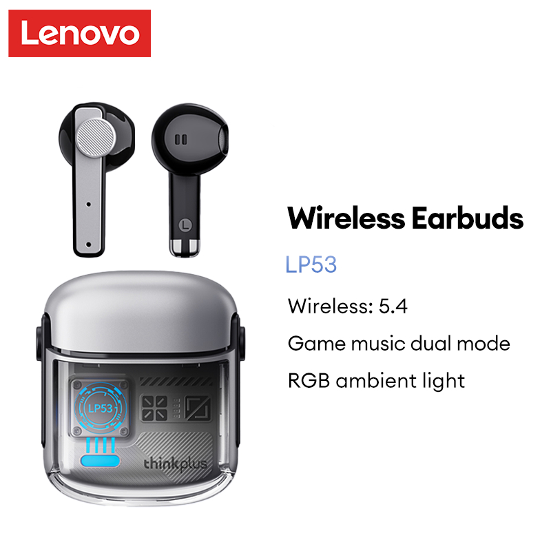 Lenovo LP53 หูฟังบลูทูธคุณภาพเสียงไฮไฟเกมโหมดหน่วงเวลาต่ำ ลดเสียงรบกวนอัจฉริยะ Bluetooth5.4