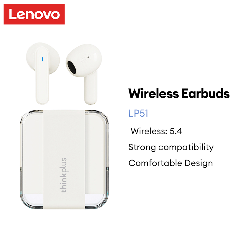 Lenovo LP51 TWS หูฟังไร้สายบลูทูธไฮไฟสเตอริโอกีฬาลดเสียงรบกวนพร้อมไมโครโฟนบลูทูธ 5.4