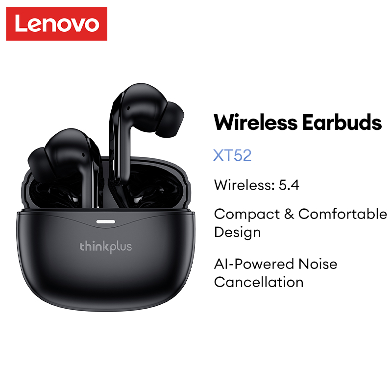 หูฟังบลูทูธ Lenovo XT52 360° เสียงสเตอริโอเกมเวลาแฝงต่ําพร้อมไมโครโฟนเพลงหูฟังไร้สาย