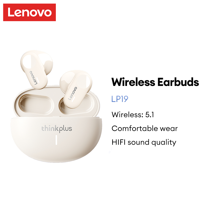 Lenovo LP19 Tws หูฟังบลูทูธหูฟังไร้สายไฮไฟสเตอริโอกันน้ําอัจฉริยะตัดเสียงรบกวนมินิพร้อมไมโครโฟน