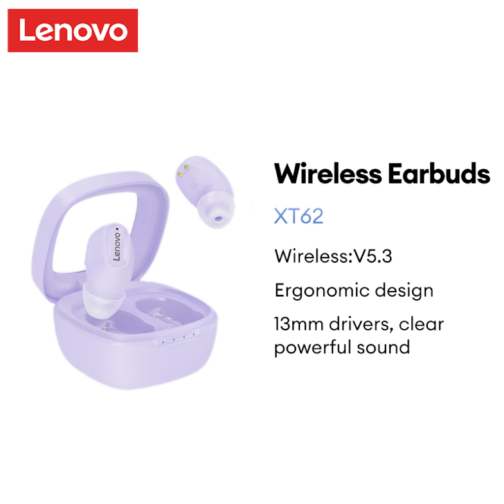 Lenovo XT62 หูฟังบลูทูธไฮไฟสเตอริโอตัดเสียงรบกวนกันน้ําสมาร์ททัช
