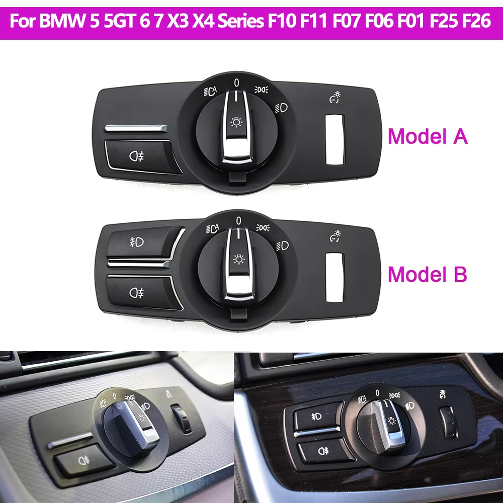 สำหรับ BMW 5 6 7 Series X3 X4 F02 F10 F18 F07 F06 F25 F26 ไฟหน้าโคมไฟโรตารี่ปุ่มสวิตช์สวิตช์ไฟหน้าแผงวงจรปิด 61319192744