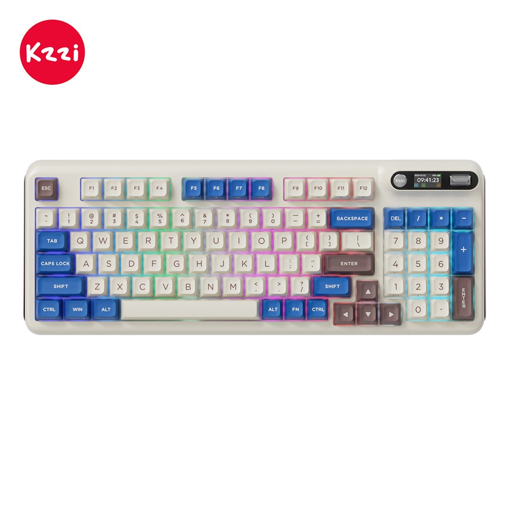 Kzzi Kezhi Z98 Latte 94 โครงสร้างปะเก็นที่สําคัญสามโหมดบลูทูธไร้สายพร้อมหน้าจอ TFT คีย์บอร์ดเกม RGB