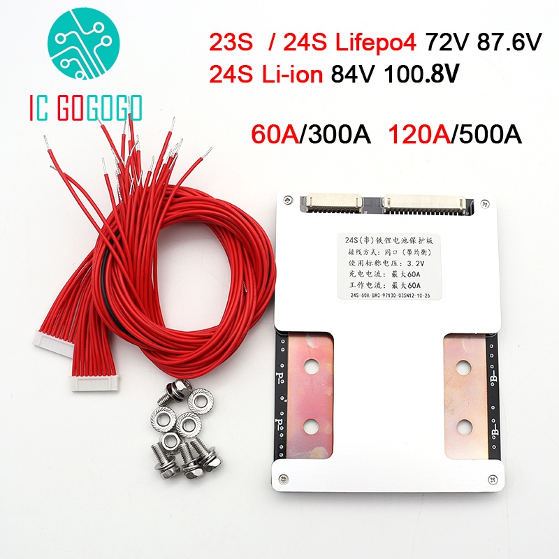 23s 24S Lifepo4 Li-ion 72V 84V 100.8V แบตเตอรี่ลิเธียมป้องกัน Board ion LFP แพ็ค BMS 60A 120A 300A 5