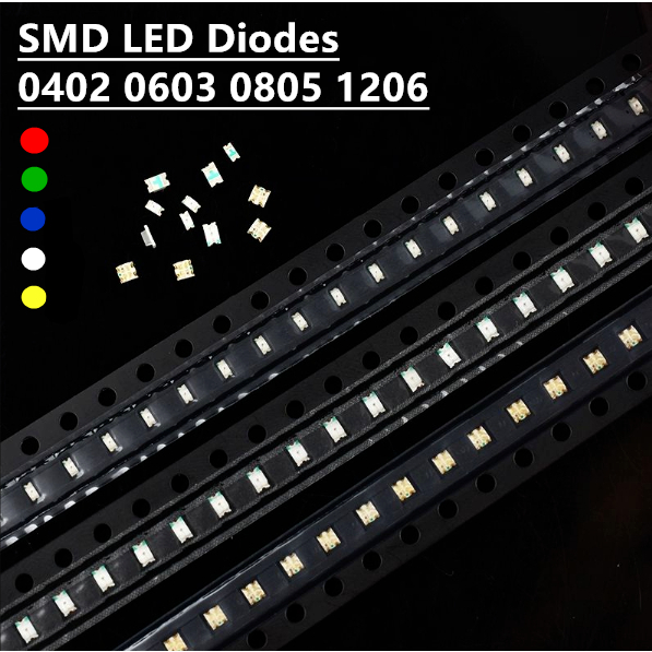 100pcs SMD 0402 0603 0805 1206 สีแดงสีฟ้าสีเขียวสีขาวสีส้มสีชมพูคุณภาพสูง Clear Light Emitting ชิป LED พื้นผิว Mount Diode