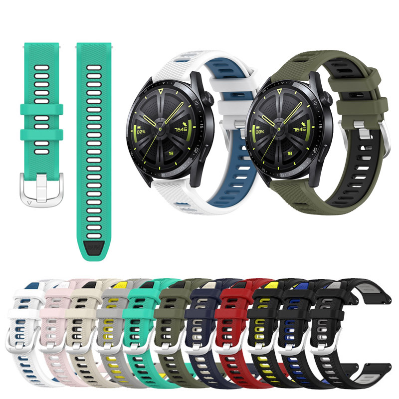สายซิลิโคนกีฬาสายคล้องคอทูโทนสําหรับนาฬิกา Huawei GT 5 4 3 2 GT2 GT3 PRO GT2E