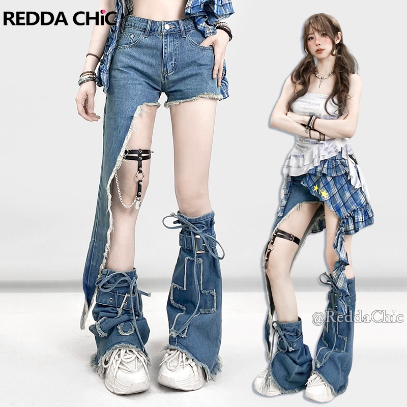 เรดดาชิค!Sl American Retro ลายสก๊อตกางเกงผ้าม่าน Star พิมพ์ไม่สม่ําเสมอ Ruffled Layered Abi กางเกงขาสั้นผ้ายีนส์
