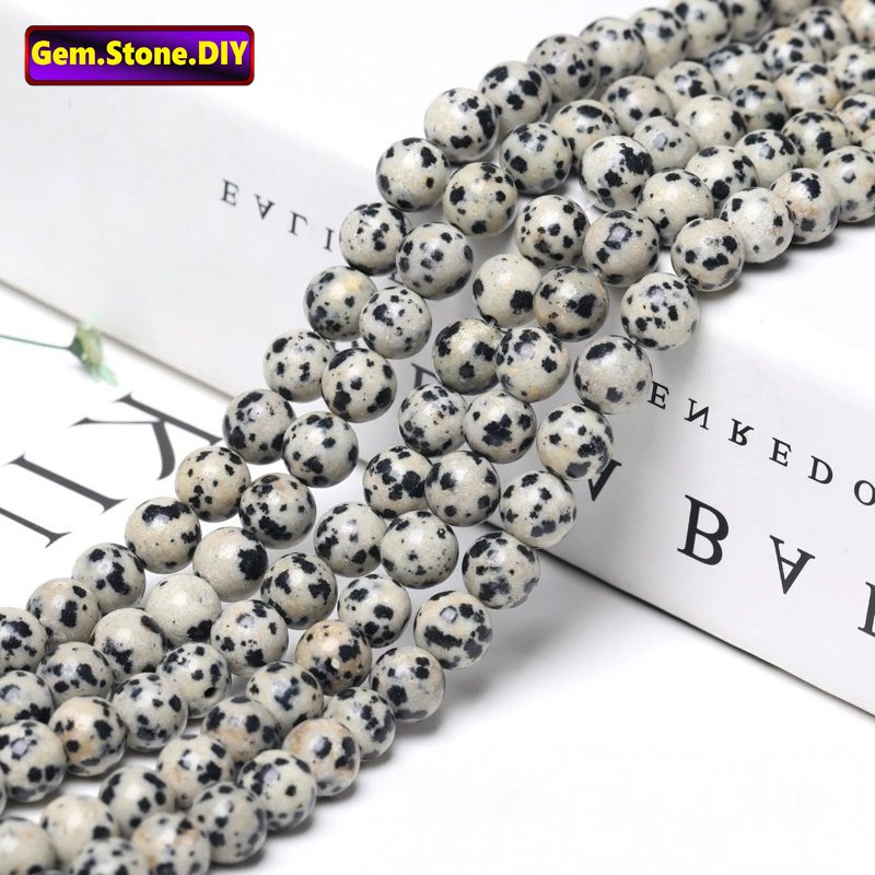 Dalmatian Jasper หินธรรมชาติ,หลวมลูกปัด Spacer สําหรับสร้อยข้อมือ/สร้อยคอ/แหวน/ต่างหู,Handmade DIY เครื่องประดับอุปกรณ์เสริม,สร้อยข้อมือหินคริสตัลHealing,อัญมณีหินคริสตัลลูกปัด