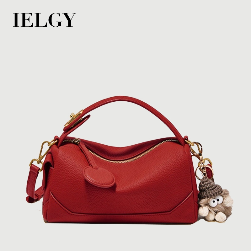 IELGY Retro สีแดงแบบพกพาหมอนกระเป๋าผู้หญิงไหล่เดียว Messenger All-Match Commuter Bag