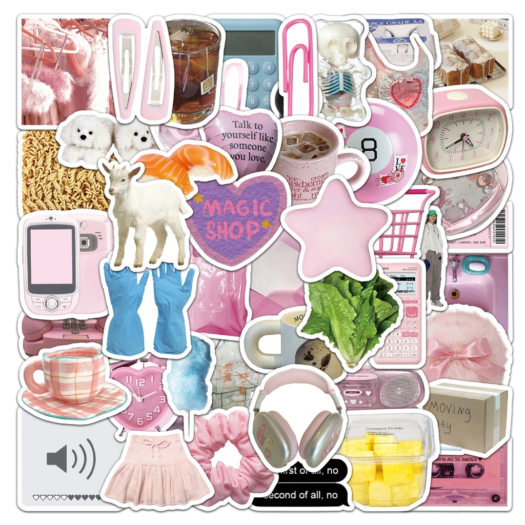 50ชิ้น อิน สไตล์สีชมพูน่ารักสติกเกอร์สําหรับ ทําเอง เคสโทรศัพท์แล็ปท็อปหมวกกันน็อครถกราฟฟิตีกันน้ําตกแต่งของขวัญ
