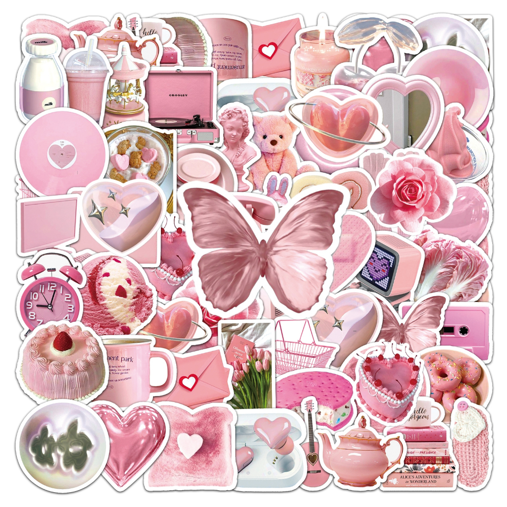 50 ชิ้นตลกสีชมพูสติกเกอร์กันน้ํา DIY สําหรับโทรศัพท์แล็ปท็อปรถสติกเกอร์ Creative Home Decal